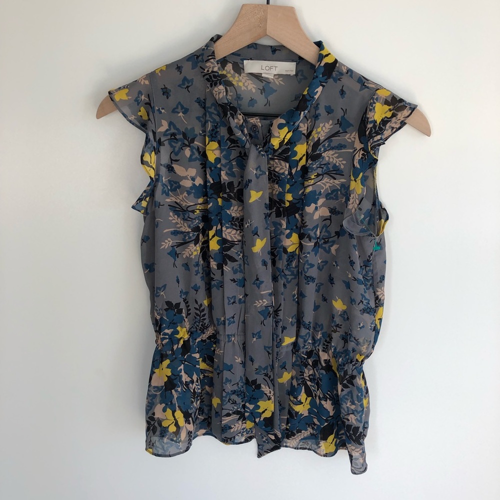 Loft Blouse Gray,  Floral XAP